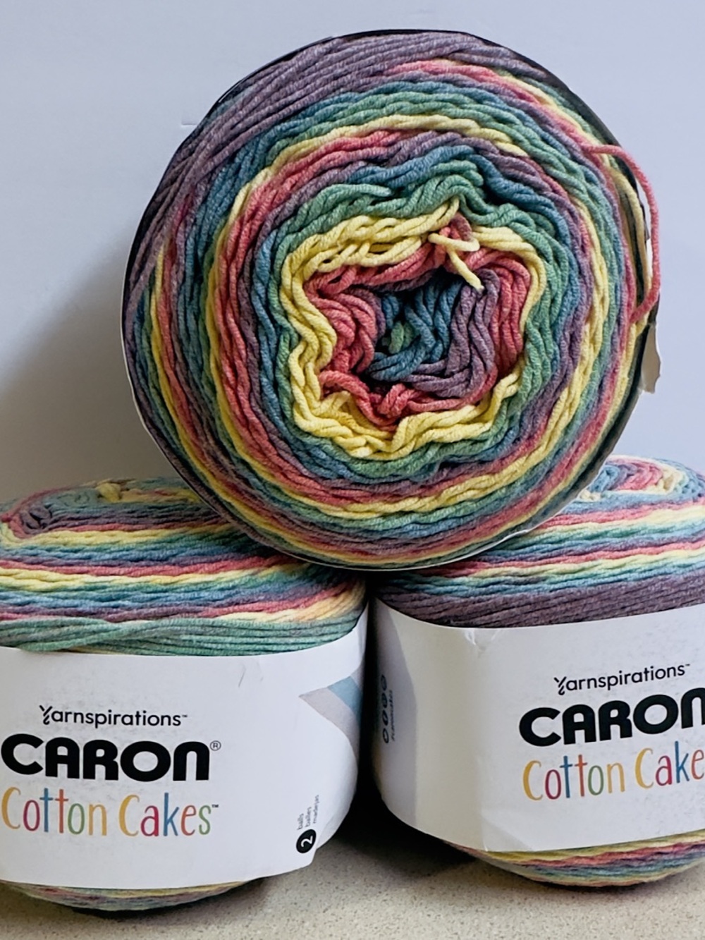 Caron Cotton Cakes Calico Flowers Yarn Lot of 3 Discontinued 530 Yds Each